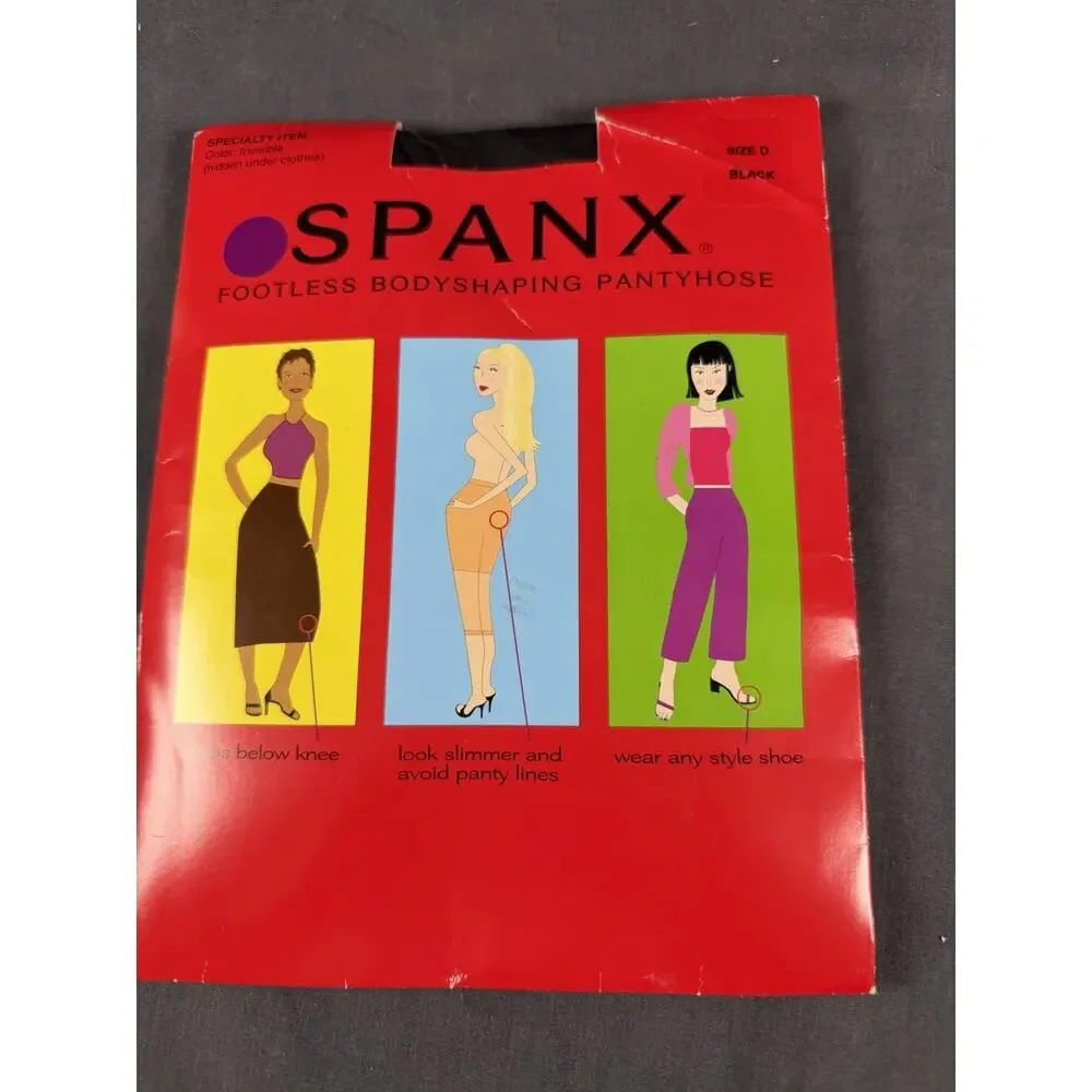 NEW LOT OF 2 Spanx/Super Spanx Footless Bodyshaping Pantyhose Nude Blk Size E